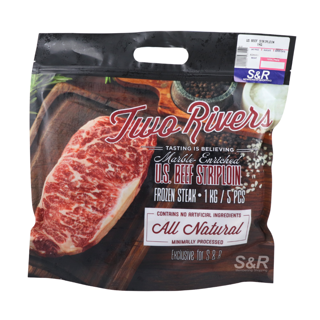 Two Rivers US Beef Striploin Frozen Steak 1kg